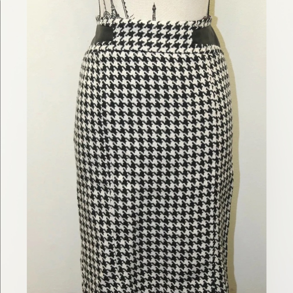 Dahlia Women Black White Houndstooth Pencil Skirt 31”